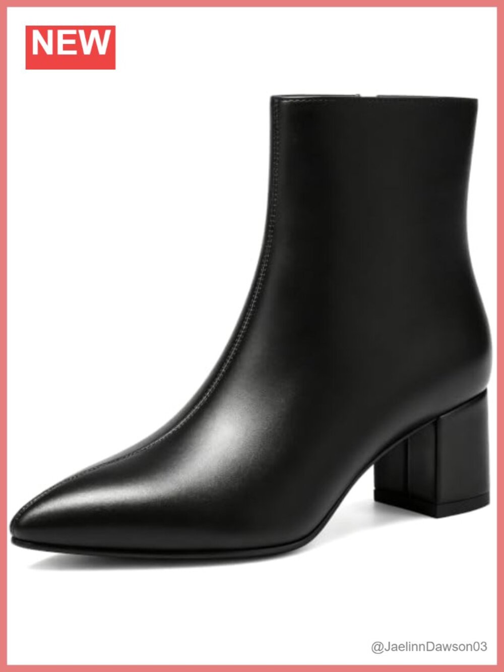 Wide Width Ankle Boots Pointed Toe 2 Inch Block Heel Faux Leather
